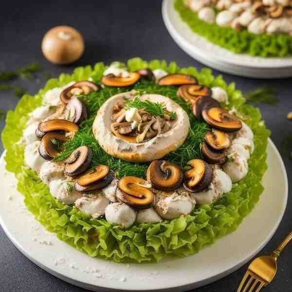 Салат Рафаэлло с курицей и грибами